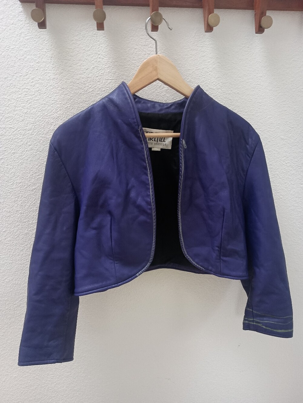 VTG Firenze Santa Barbara Purple Leather Jacket Large Custom Art